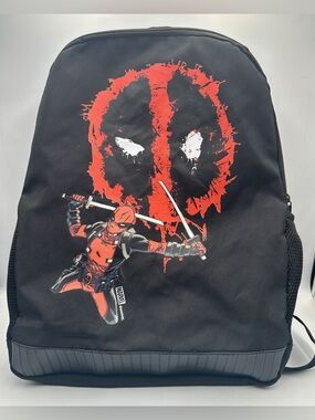 Marvel Comics Classic Deadpool Backpack Black And Red With Adjustable Straps